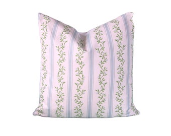 Pillow cover only| Libby stripe blue and green| designed by Danika herrick| grandmillennial| decorative pillow