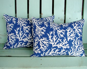 Set of 2 Pillows,pillow covers,decorative pillow,cushion,throw pillow,accent pillow,outdoor pillow,blue pillow,coral reef pillow