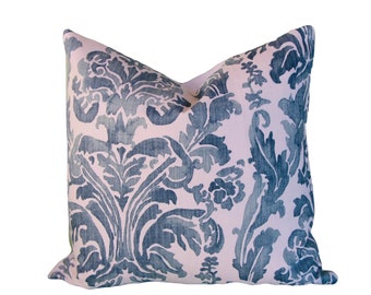 Blue floral Pillow cover,throw pillow,pillow cover,decorative pillow,accent pillow,Lacefield Coribel basketweave blueridge Pillow cover