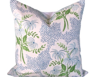 Pillow cover only| Pearl’s bouquet blue and green| blue and white chinoiserie | designed by Danika herrick| grandmillennial