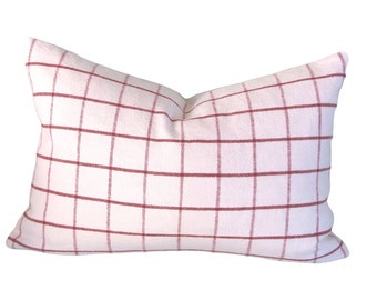 Red check Pillow cover,throw pillow,pillow cover,decorative pillow,PKL studio Weston grid peppermint print,accent pillow cover