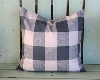 Pillow,pillow cover,decorative cover, gunmetal gray ,Anderson check ,plaid,cushion,throw pillow,accent pillow cover