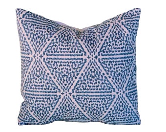 Blue geometric Pillow cover,throw pillow,pillow cover,decorative pillow,lacefield Miguel basketweave azure Pillow cover, accent pillow,