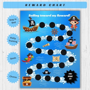 Pirate Reward Chart, Printable Behavior Tracker for Potty Training and Daily Routines