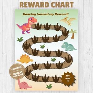 Dinosaur Reward Chart Printable Tracker for Potty Training and Chores