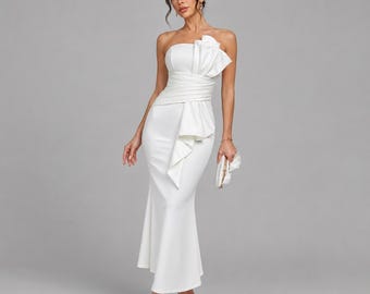 Strapless Wedding Dress, modern Mermaid Bridal Gown , Soutane