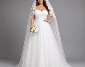 Boho Wedding Dress, Lace Bridal gown , Tulle Maxi Dress