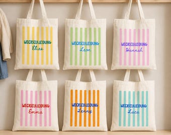 Personalized gift bag with name for spare clothes, personalized jute bag for children, kindergarten gift idea, school bag