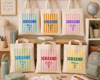 Personalized gift bag with name, personalized jute bag for children, school gift idea, tote bag, first day of school, schoolchild