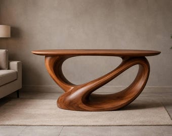 Sculptural Wood Console Table, Organic Entryway Furniture, Designer Hallway Accent Piece