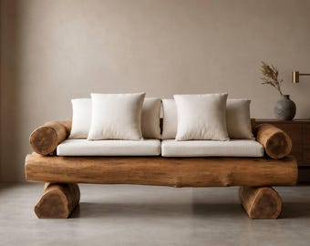 Massives Holzsofa - handgefertigtes rustikales Blockhaus-Möbel - 160 cm