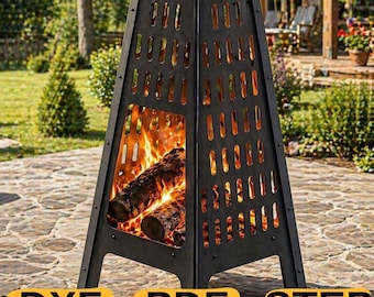 File DXF per camino / Design per braciere in acciaio da 3 mm tagliato al laser / File PDF passo passo per taglio al plasma CNC / Camino portatile da esterno saldato fai da te