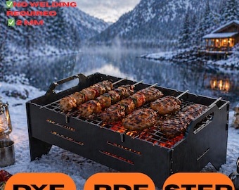 Portable BBQ Grill Design | No Weld Flat Pack DXF (2mm Steel)