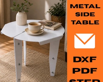 Mesa auxiliar metálica (archivo DXF) / Ensamblaje sin tornillos de soldadura (descarga digital)