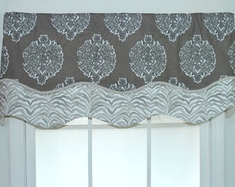 Brown gray valance | Etsy