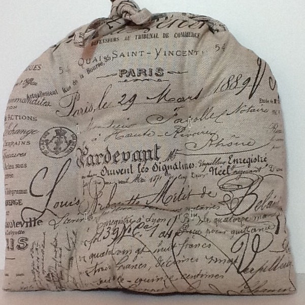 French script chair pad with ties