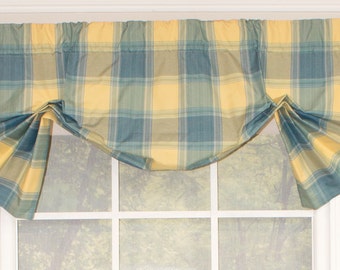 Balloon valance with tails, drapery panels