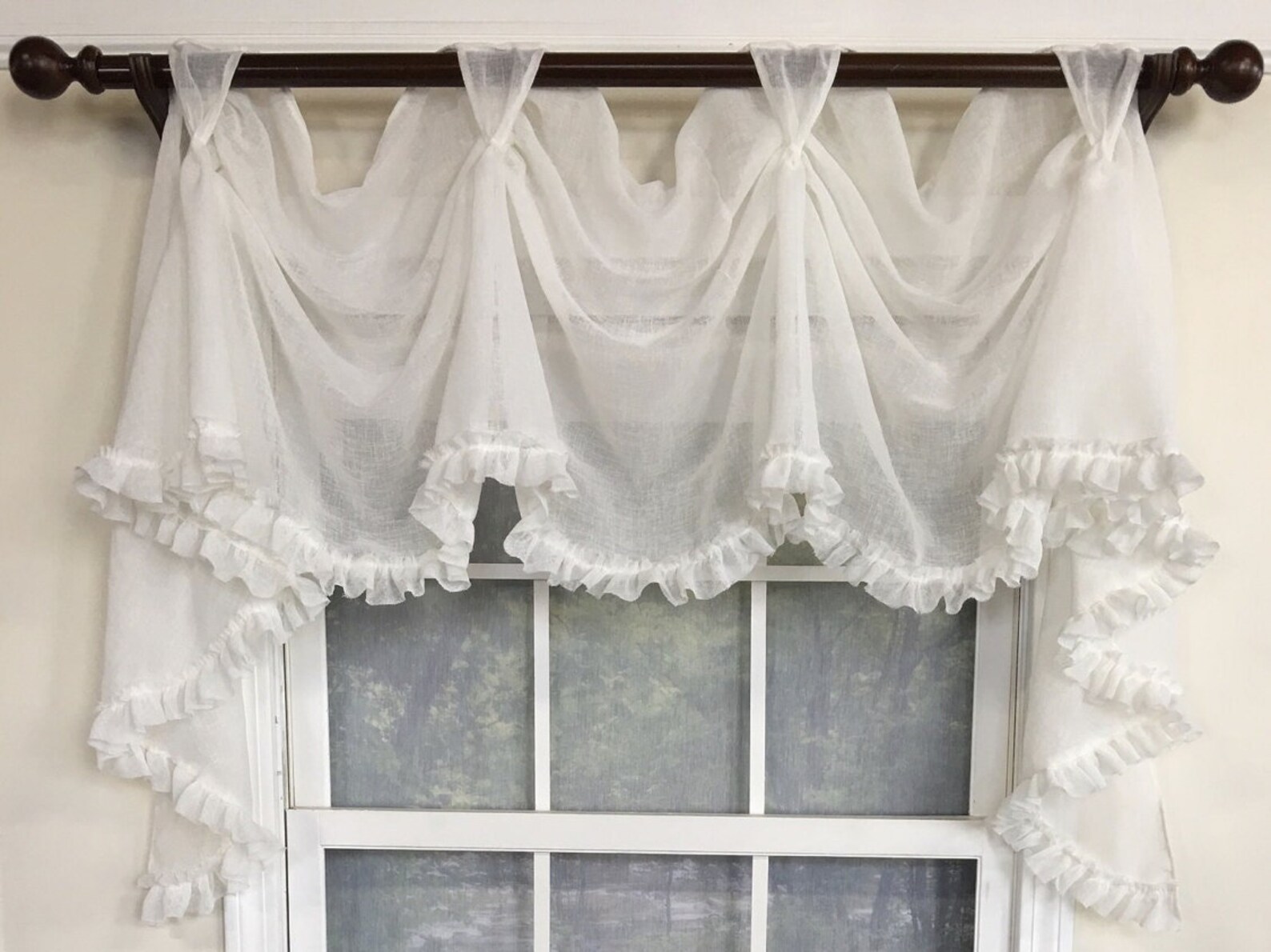 Shabby Chic Ruffled Sheer Victory Swag in White or Cream - Etsy