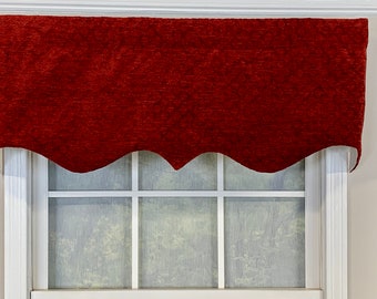 Chenille regal valance ivory,red,blue,fern