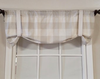 Buffalo check tieup,buffalo plaid Roman valance,farmhouse valance,buffalo check kitchen valance,plaid valance