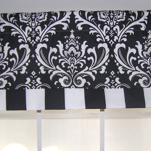 Black Damask Striped Straight Valance