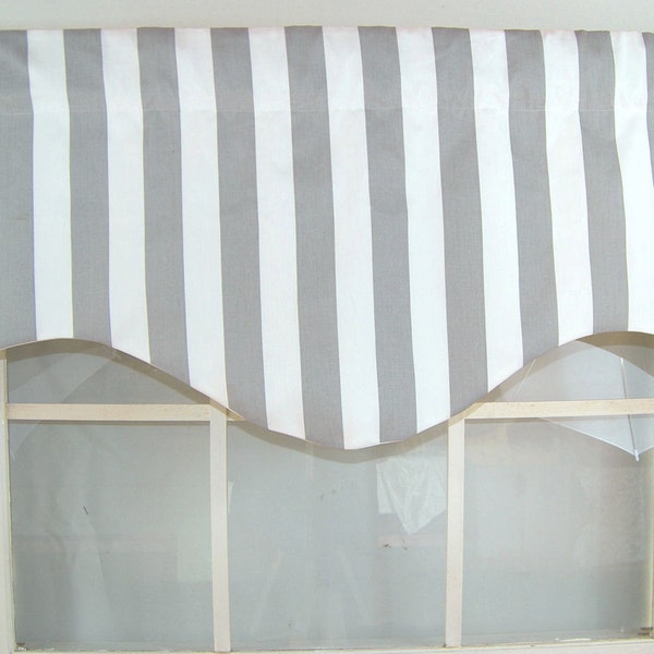 Awning Striped Shaped Valance in grey and white,navy and white,black and white