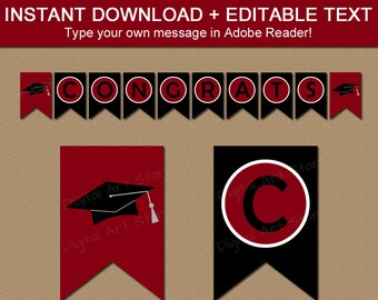 Graduation Banner Template, Burgundy and Black Graduation Party Decorations, Graduation Banner 2024, Editable Banner, Printable Banner G1