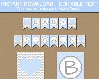 Blue and Gray Banner, Baby Boy Banner, Baby Shower Decorations, Oh Boy Banner Printable, Blue Baby Shower Decor, Mommy to Be Banner BB1