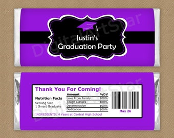 Purple Graduation Candy Wrapper Template, Printable Graduation Chocolate Wrappers, Editable Candy Bar Labels, Graduation Favors 2024 G1