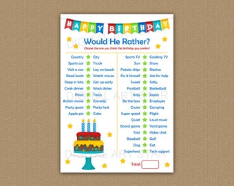 Would He Rather, Birthday Party Game for Adults, Birthday Game Adult, Birthday Games for Him, Birthday Games Printable, This or That Guys B9