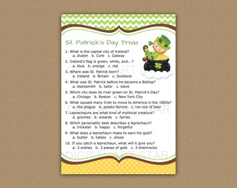 St Patricks Day Trivia Game - St Patricks Day Games Trivia - St Patricks Day Games Printable - St Patricks Day Quiz - St Patrick Game