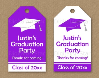 Purple Graduation Favor Tags - 2024 Graduation Thank You Tags - High School Graduation Gift Tags - College Graduation Hang Tag Printable G1