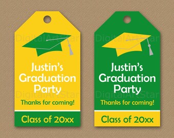 Green and Yellow Graduation Tags for Favors - Green and Gold Thank You Tags for Graduation - Printable Graduation Gift Tags - Bag Tags G1