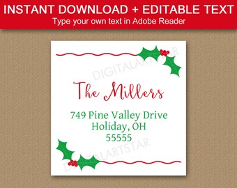Printable Christmas Address Labels Holiday Address Labels Christmas Stickers Christmas Card Address Labels Download Mailing Labels Template