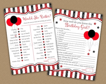 Birthday Game Bundle, Who Knows the Birthday Girl Best, Would She Rather, This or That Birthday Games for Women, Birthday Games Printable B4