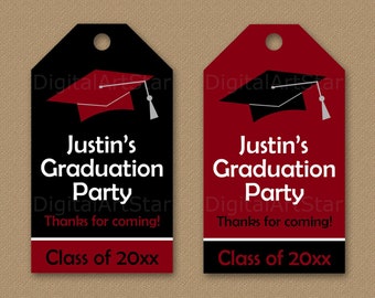 2024 Graduation Gift Tags Burgundy and Black - Editable Thank You Tags Graduation - Graduation Tags Printable - Graduation Favor Tags G1