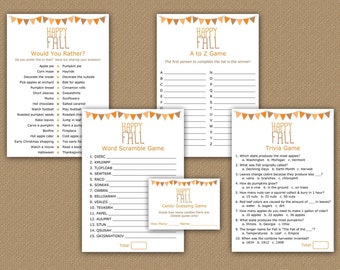 Fall Games Bundle - Fall Party Games Printable - Happy Fall Printable Games - Fall Would You Rather - Fall Trivia Game - Candy Guessing Game