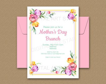 Mothers Day Invitation Instant Download - Mothers Day Brunch Invitation Template - Printable Mothers Day Invite - Floral Mothers Day Invite