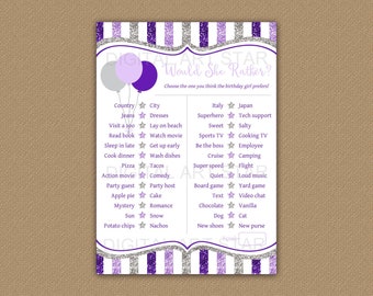 Would She Rather Birthday Game, Printable Adult Birthday Games, 60th Birthday Game, 40th Birthday Game, 30th Birthday Party Game for Her B4