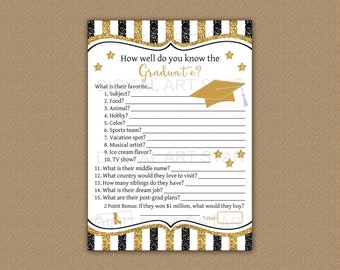 How Well Do You Know the Graduate Game, Graduation Party Game, High School Graduation Game Printable, College Graduation Game Download G9