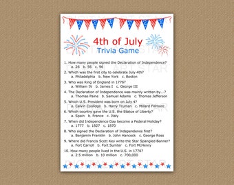 4th of July Trivia Game Printable, July 4th Trivia Quiz, Patriotic Trivia Sheet, 4th of July Party Games, Trivia Download Template P4