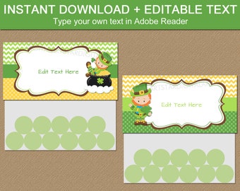 St Patrick's Day Bag Toppers - Printable Treat Bag Topper Template - St Patricks Day Favor Bag Toppers - St Patricks Day Goodie Bag Labels