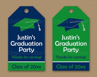Blue and Green Graduation Thank You Tags Printable - Graduation Tags 2024 - Graduation Hang Tag Template - Graduation Favor Tags G1