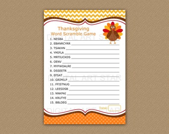 Thanksgiving Word Scramble Printable - Thanksgiving Games Printable - Word Scrambles Games - Thanksgiving Games for Adults or Kids T1