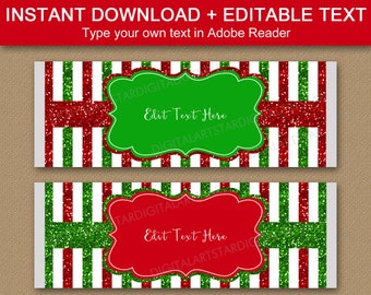 Christmas Candy Bar Wrapper Printable, Christmas Chocolate Bar Wrapper Red and Green Christmas Party Favors, Holiday Candy Bar Labels B4