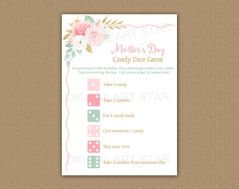 Mother's Day Candy Dice Game Printable - Mothers Day Games for Large Group - Floral Mother's Day Party Game Instant Download FL1