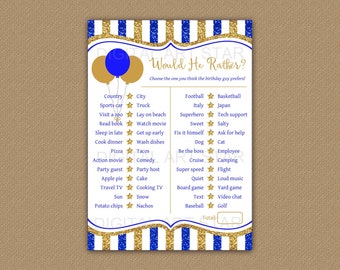 Would He Rather Birthday Game Printable, Adult Birthday Games, Birthday Games for Him, This or That Birthday Game Downloadable B4