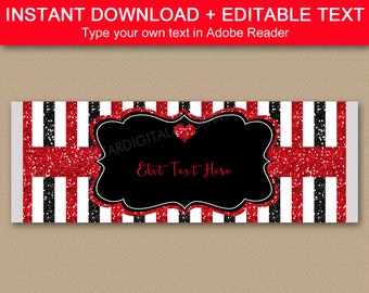 Red and Black Candy Bar Wrapper Template, Wedding Candy Wrappers Printable, Anniversary Candy Wrappers, Valentines Day Chocolate Wrappers B4