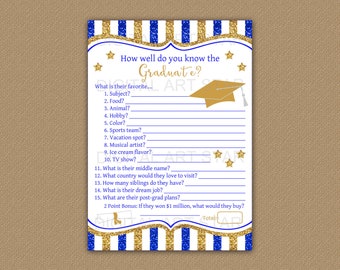 Printable Graduation Game, 2024 Graduation Party Ideas, How Well Do You Know the Graduate Male, High School Graduation Game Cards G9