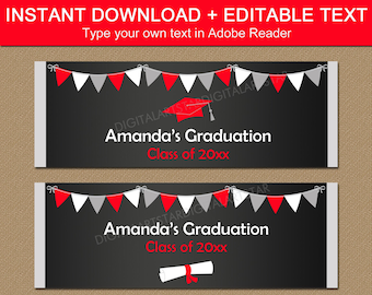 Graduation Candy Bar Wrapper Instant Download, Chalkboard Graduation Favors, High School Graduation Party Ideas, Graduation Printables G7